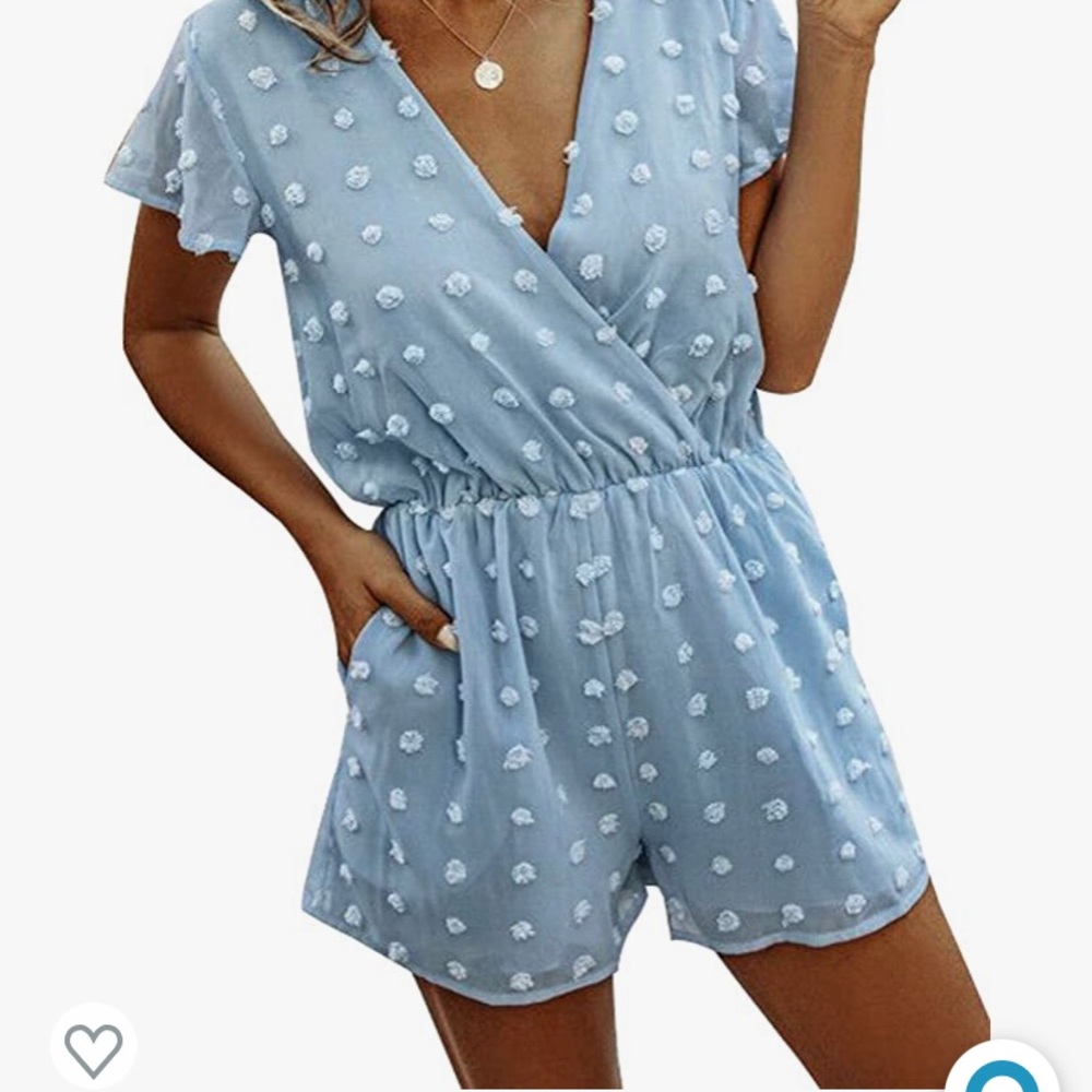Blue Dot Print Romper